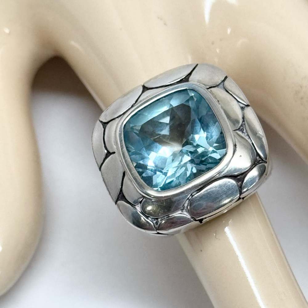 John Hardy Blue Topaz Batu Kali Pebble Ring .925 Sz 6